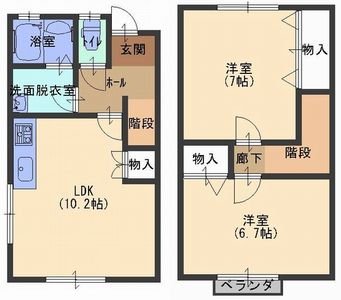 寒河江市幸田町のアパートの間取り