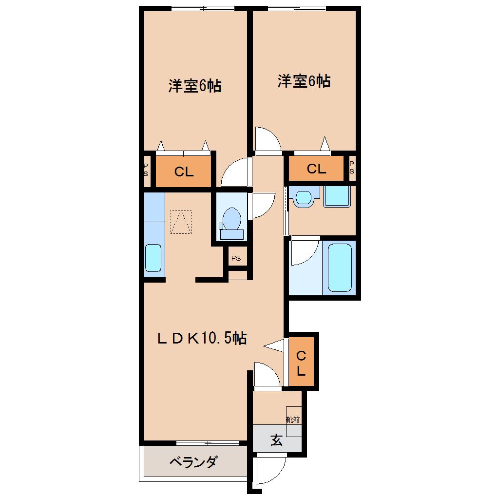 木津川市木津町のアパートの間取り