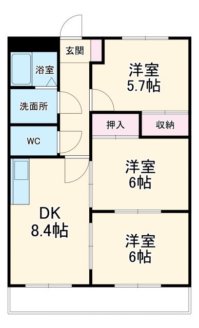 静岡県浜松市中央区大平台２の賃貸アパートの間取り