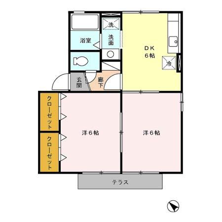 【鹿児島市中山町のアパートの間取り】