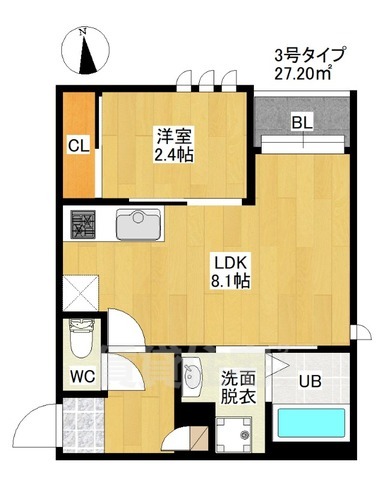 福岡市西区姪浜駅南のアパートの間取り