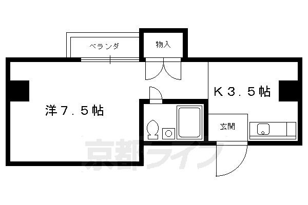 京都市北区衣笠東御所ノ内町のマンションの間取り