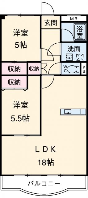 名古屋市港区小碓のマンションの間取り