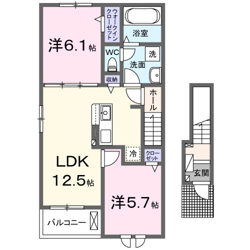 豊川市下長山町のアパートの間取り