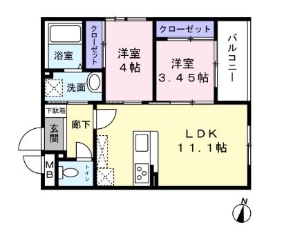 福岡市早良区賀茂のマンションの間取り