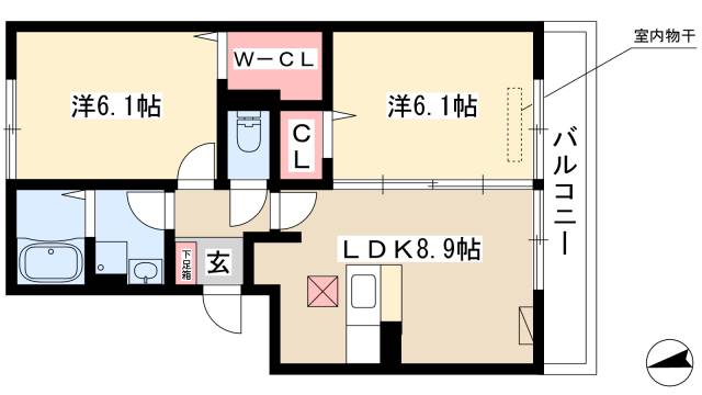 セジュール三ツ屋　Bの間取り