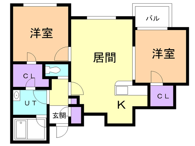 函館市松陰町のマンションの間取り