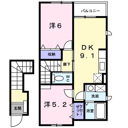 能美市湯谷町のアパートの間取り