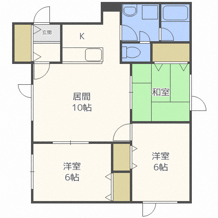 【札幌市北区拓北八条のアパートの間取り】