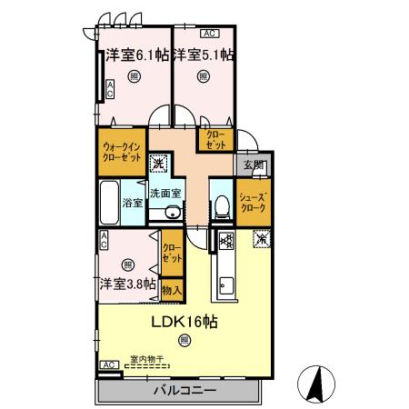 北九州市小倉北区片野新町のアパートの間取り