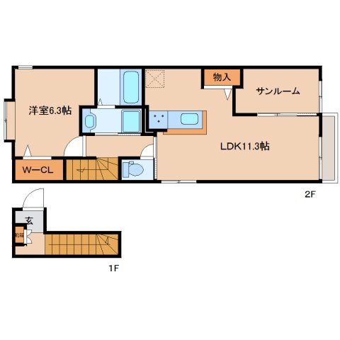 【木津川市加茂町里のアパートの間取り】