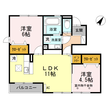 八王子市西片倉のアパートの間取り