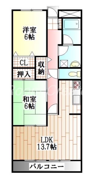 徳島市かちどき橋のマンションの間取り