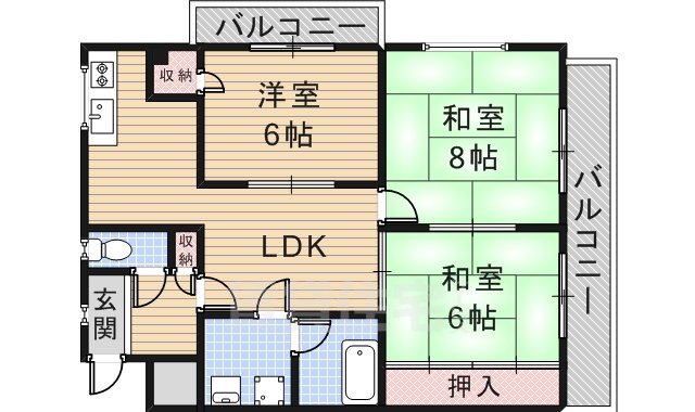 茨木市玉櫛のマンションの間取り