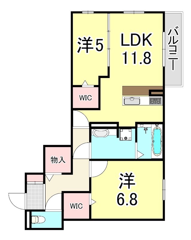 尼崎市塚口町のアパートの間取り