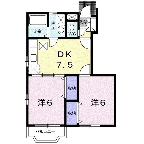 【福山市新市町大字戸手のアパートの間取り】