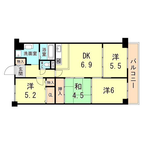 神戸市垂水区学が丘のマンションの間取り