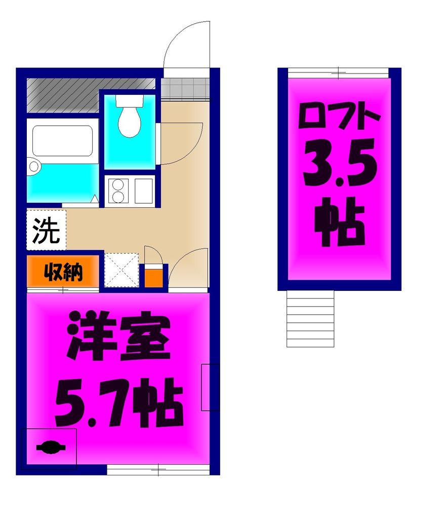 北葛飾郡松伏町大字松伏のアパートの間取り