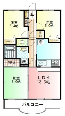 秦野市堀山下のマンションの間取り