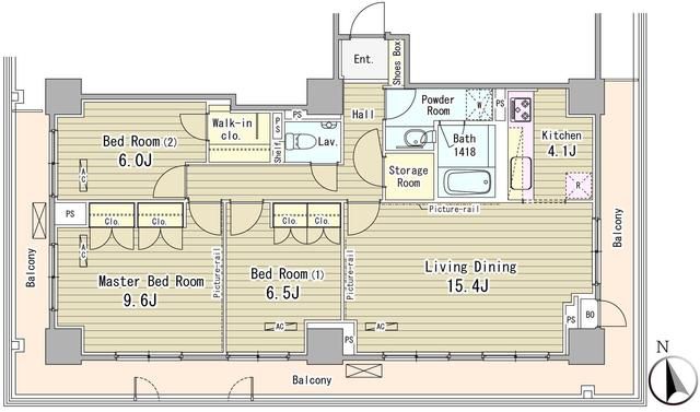 渋谷区神南のマンションの間取り