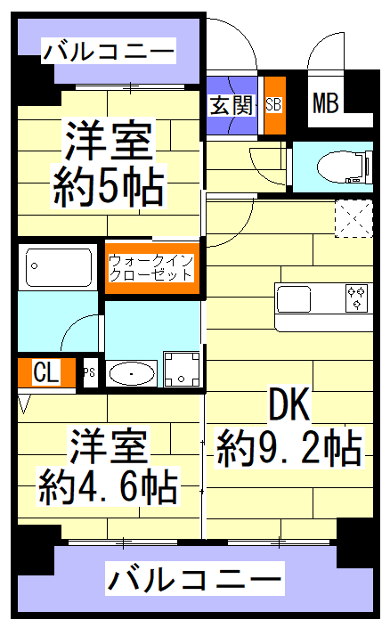 エステムコート難波ＷＥＳＴＳＩＤＥIIベイフレックスの間取り