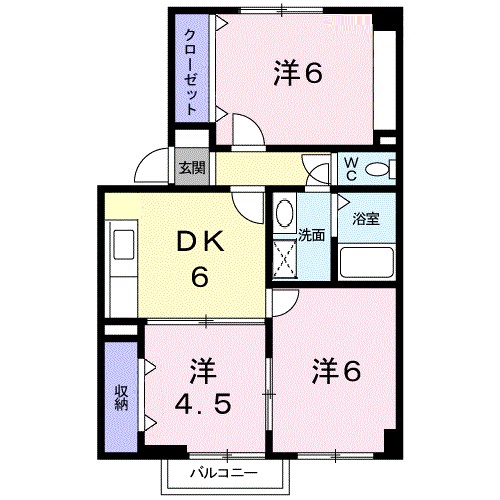 富山市開のアパートの間取り