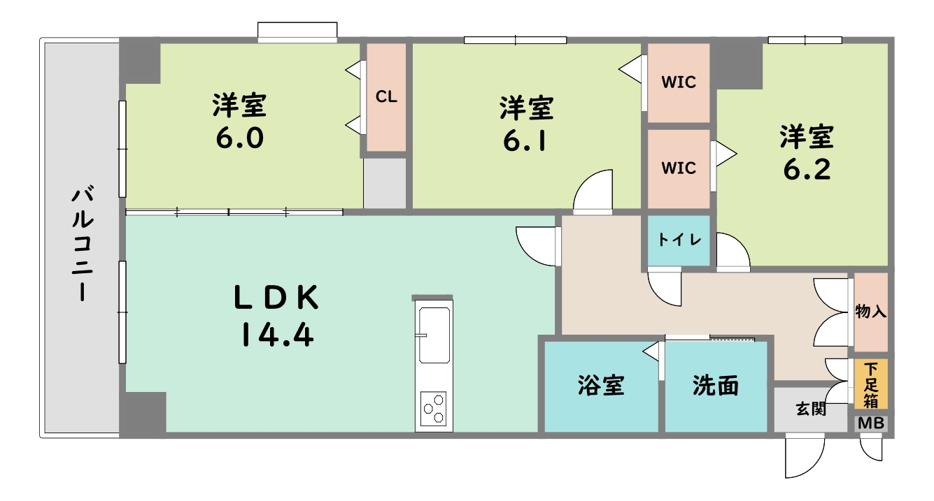 北九州市小倉南区守恒のマンションの間取り