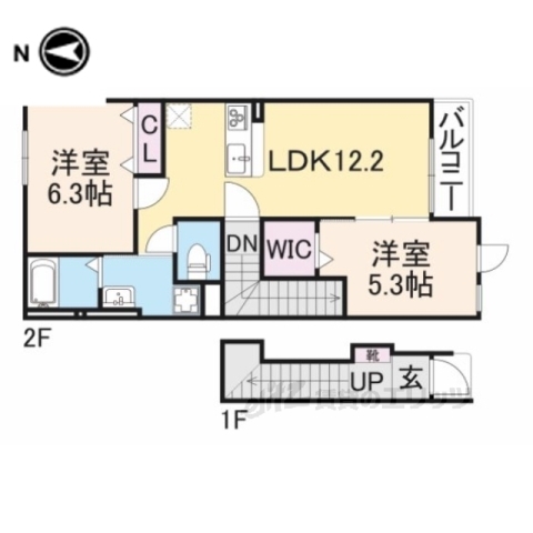 （仮称）東坊城町新築アパートの間取り