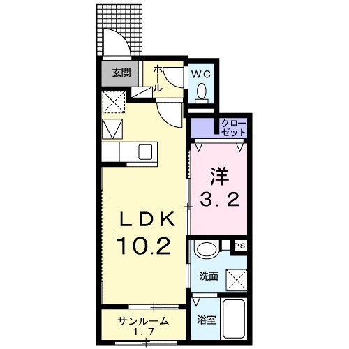 横浜市泉区和泉中央北のアパートの間取り