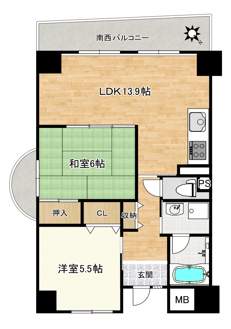 堺市堺区神明町西のマンションの間取り