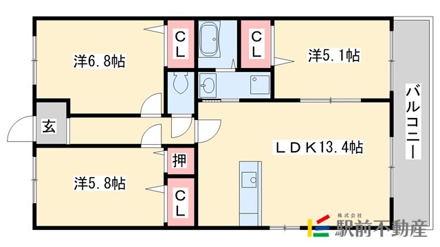 プレジデント正弥朱雀の間取り