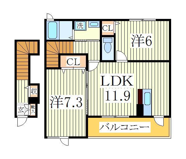 【柏市塚崎のアパートの間取り】