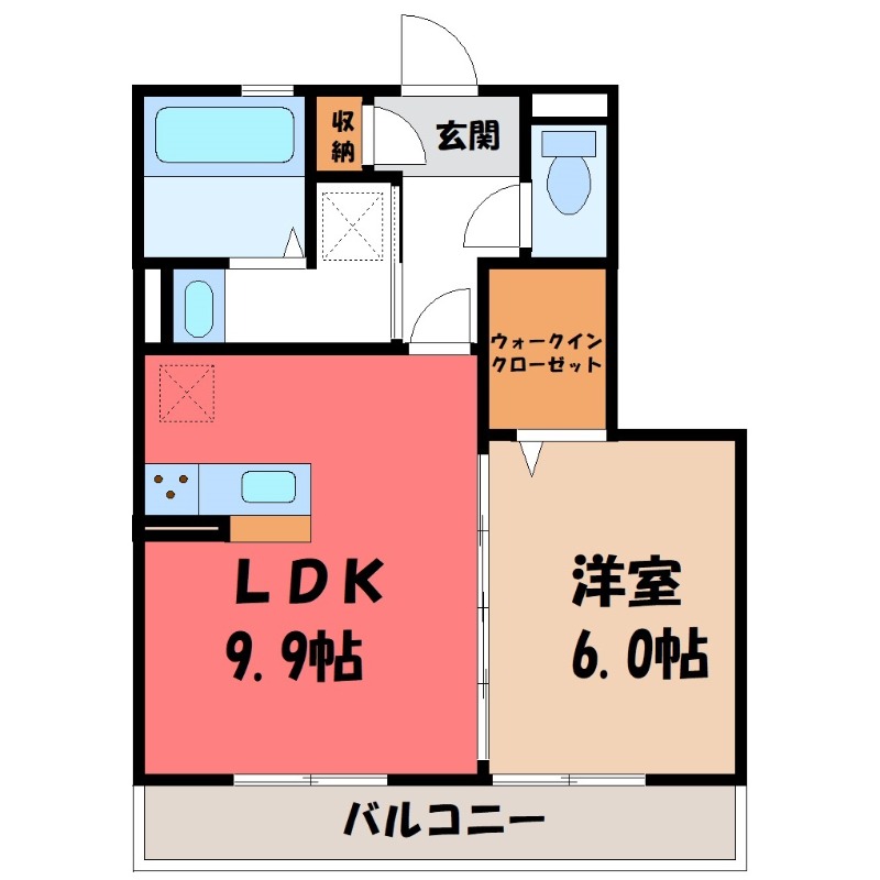 足利市福富町のアパートの間取り