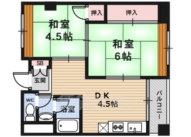 京都市右京区西院三蔵町のマンションの間取り