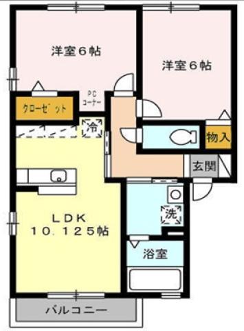 ルミエール鳴門 B棟の間取り