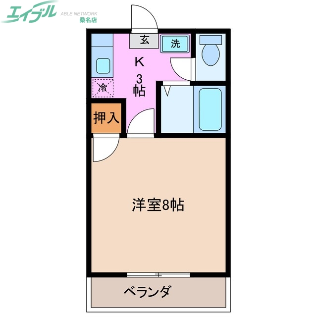 桑名市大字東野のアパートの間取り