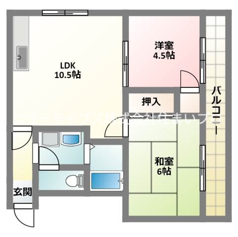 京阪本線 寝屋川市駅 徒歩7分 5階建 築34年の間取り写真