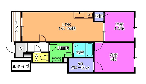 加古川市加古川町友沢のアパートの間取り