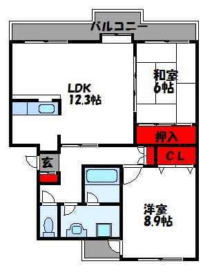 宗像市東郷のマンションの間取り