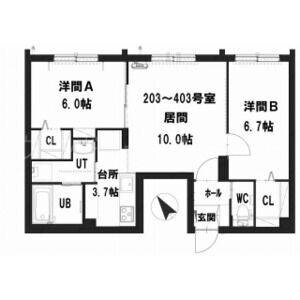 札幌市白石区東札幌五条のマンションの間取り