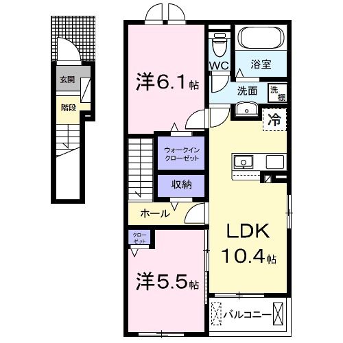 富津市二間塚のアパートの間取り