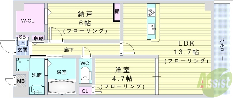 豊中市本町のマンションの間取り