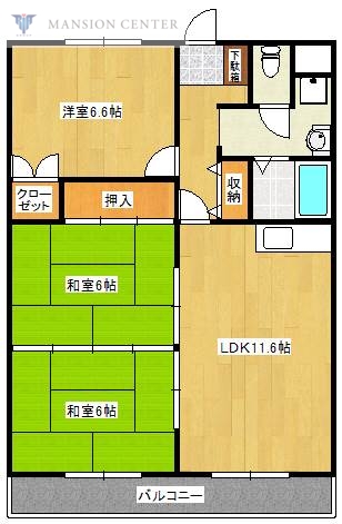 新潟市東区はなみずきのマンションの間取り