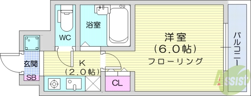 仙台市青葉区一番町のマンションの間取り