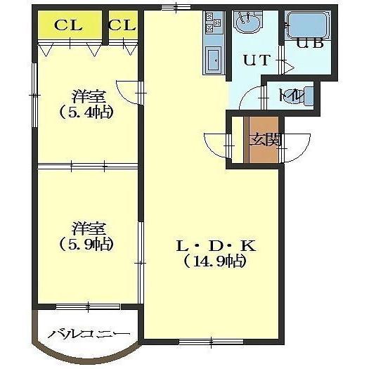 【函館市新川町のマンションの間取り】