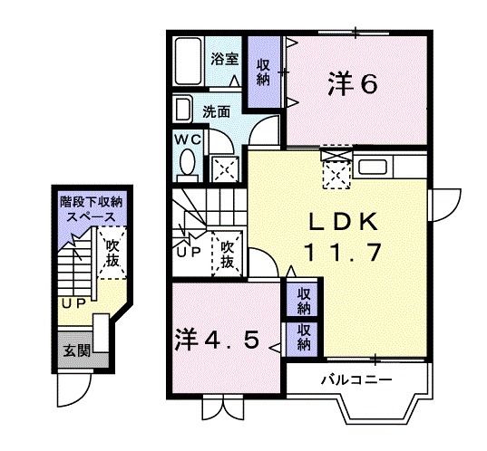 【太田市東新町のアパートの間取り】