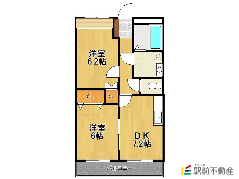 鳥栖市弥生が丘のアパートの間取り