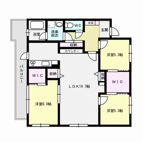 福岡市早良区南庄のマンションの間取り