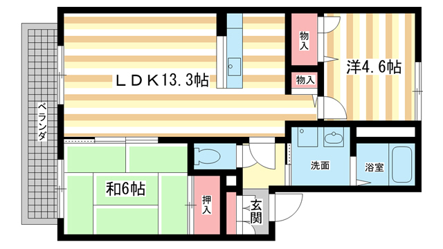 天理市二階堂上ノ庄町のアパートの間取り