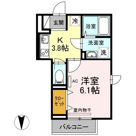 松山市南持田町のアパートの間取り